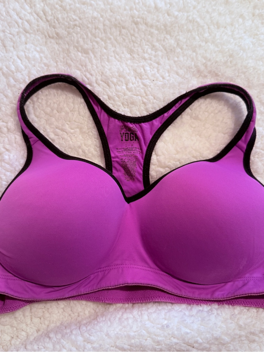 PINK Victoria's Secret Purple Racerback Sports Bra with Black Trim